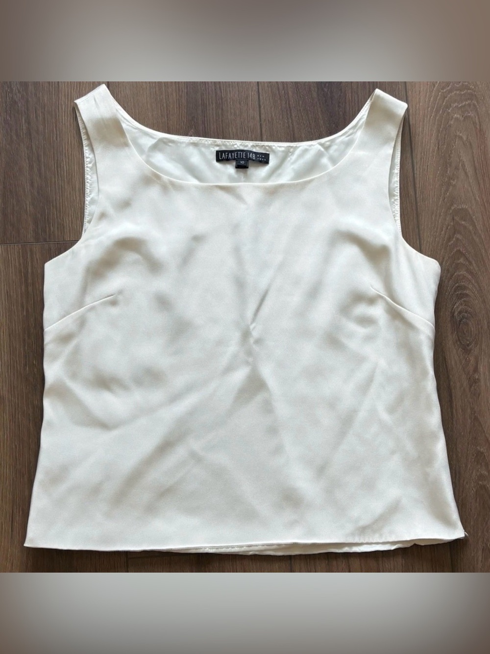 Lafayette 148 Silk Ivory Cami Tank Top Sz 10 Neutral Quiet Luxury Layered